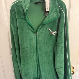 Philadelphia Eagles Kelly Green Velour Zip Up Jacket